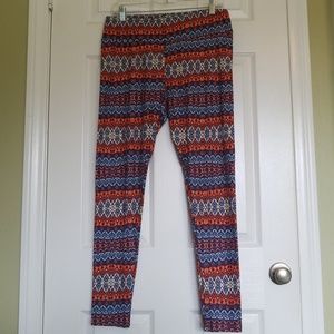 Lularoe TC Tall and Curvy leggings Blue Orange